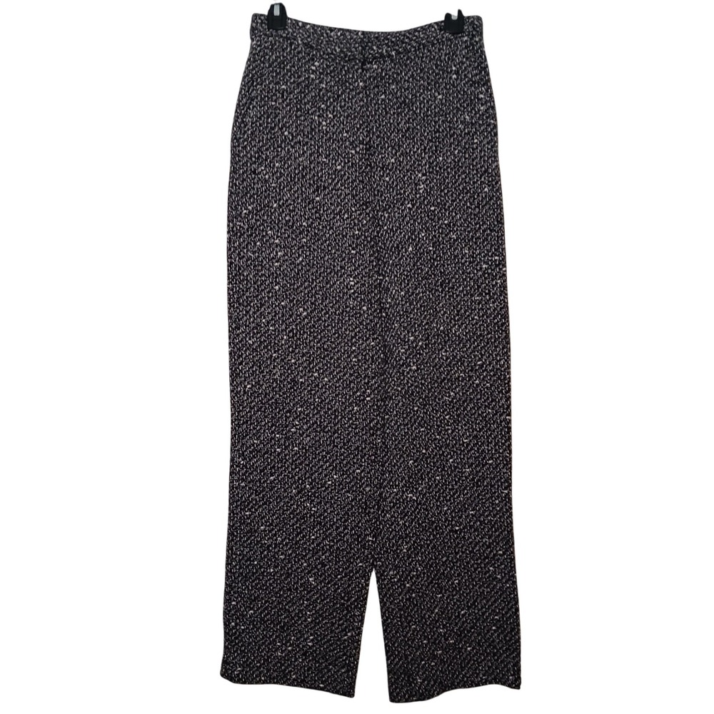 ZARA Women's High-Rise Tweed‎ Textured Wide Leg Trouser Pants Black White Size S